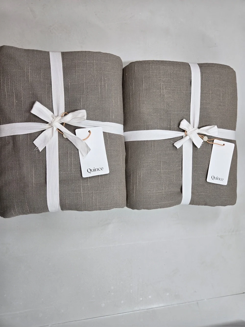 NWT QUINCE Set Of 2 48x96 Cotton Slub Room Darkening Curtains Grey 0834